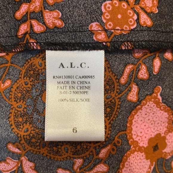 ALC Stuart black floral silk sleeveless hi low top small - Picture 8 of 9